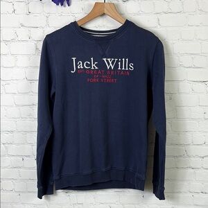 JACK WILLS Boy's Navy Script Crew Neck Sweatshirt size 14-15Y